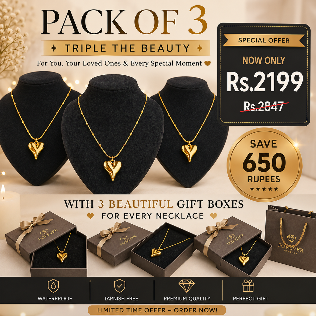 Gold Heart Stainless Steel Pendant Necklace for Women