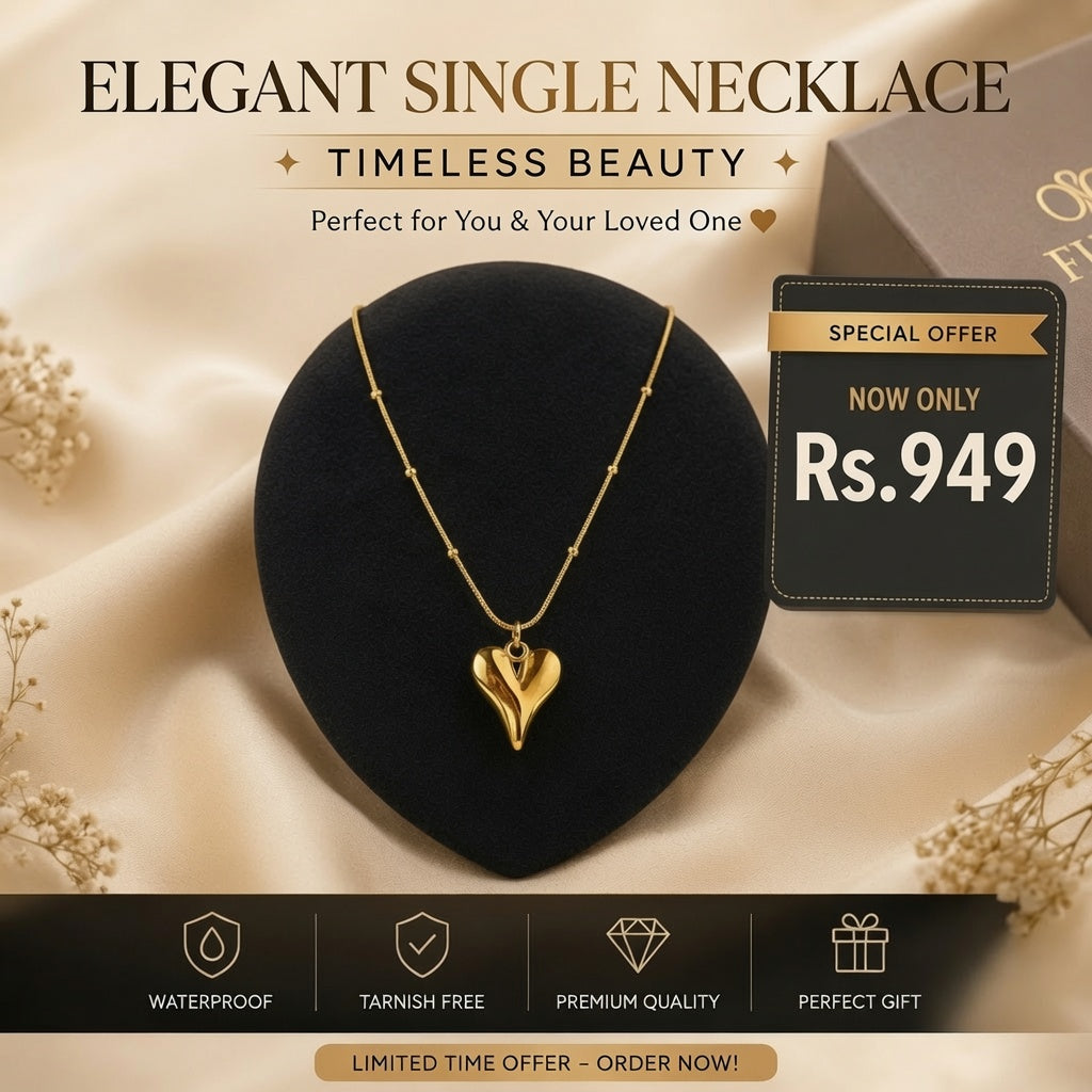 Gold Heart Stainless Steel Pendant Necklace for Women