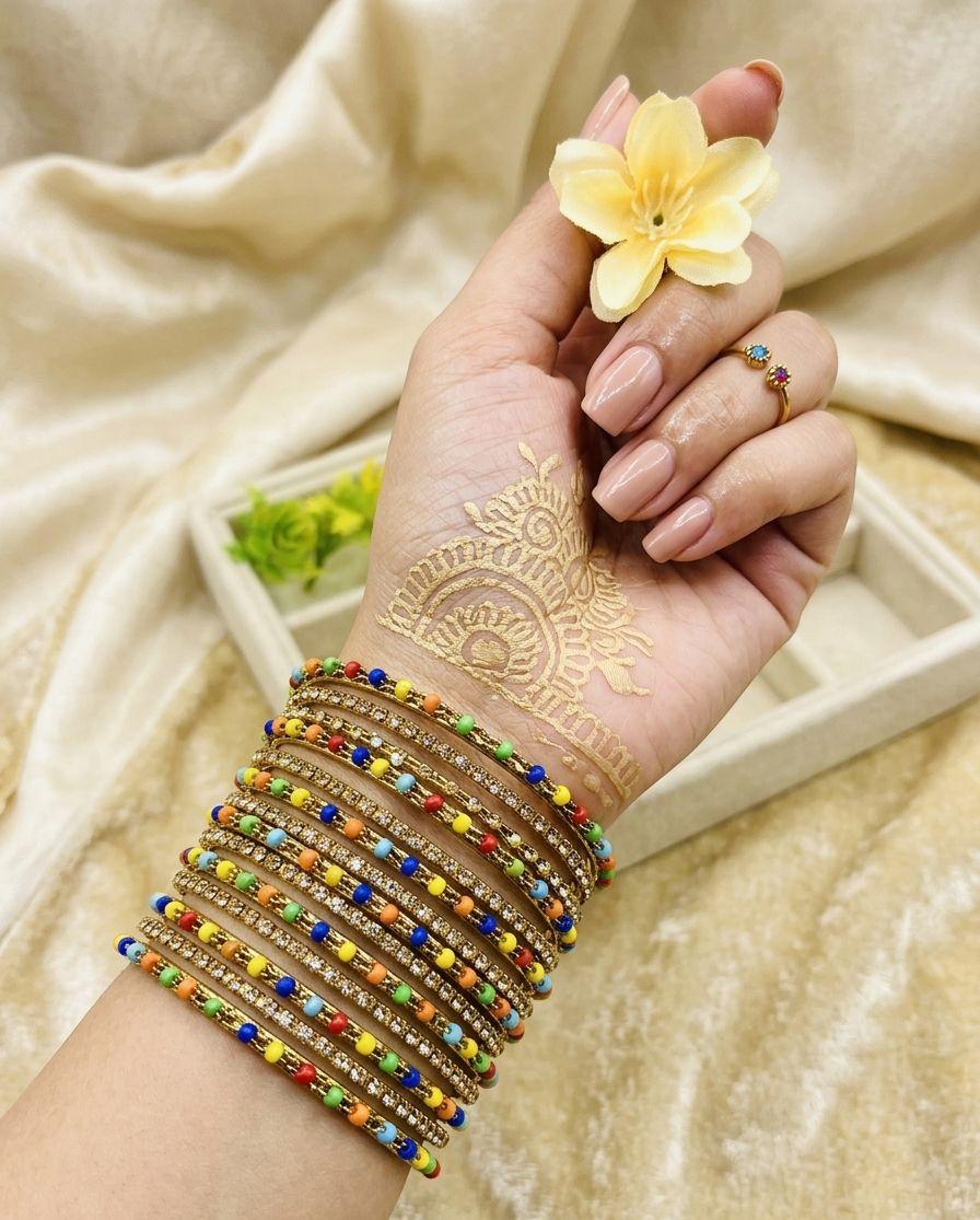 Indian Style Antique Multi Bangles Set for Women – Fancy Traditional Chooriyan Set