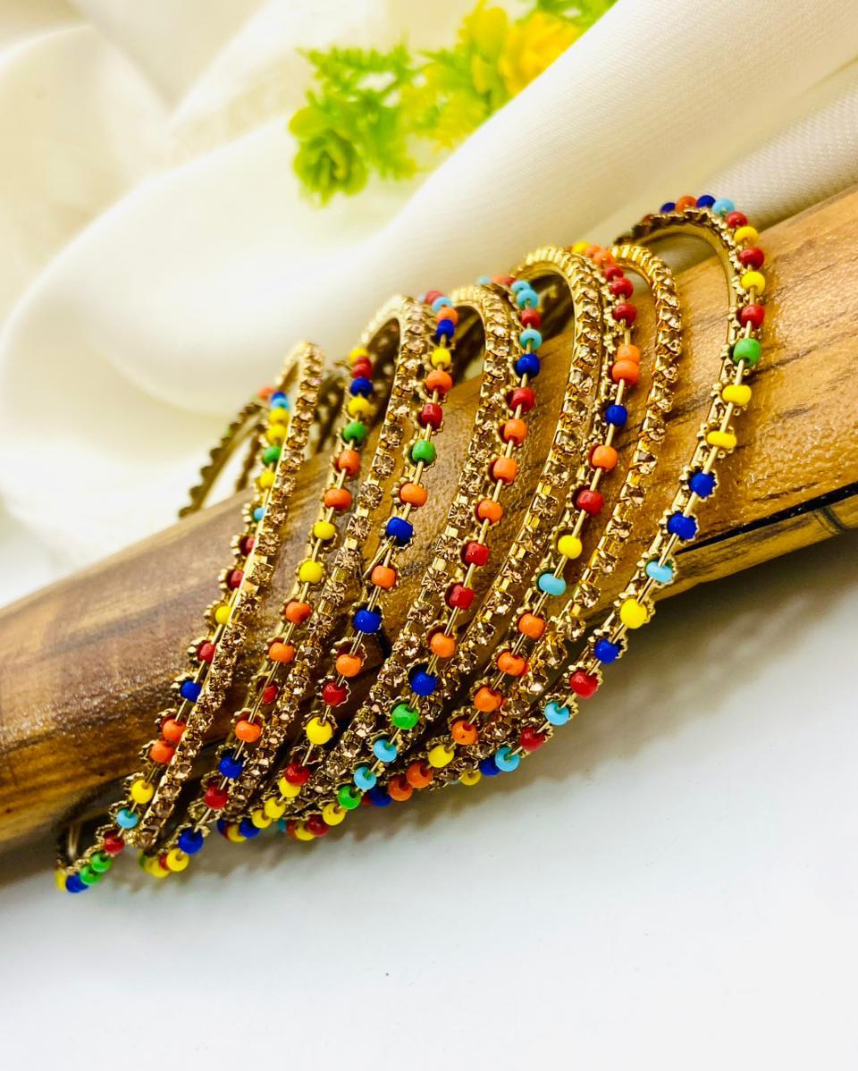Indian Style Antique Multi Bangles Set for Women – Fancy Traditional Chooriyan Set