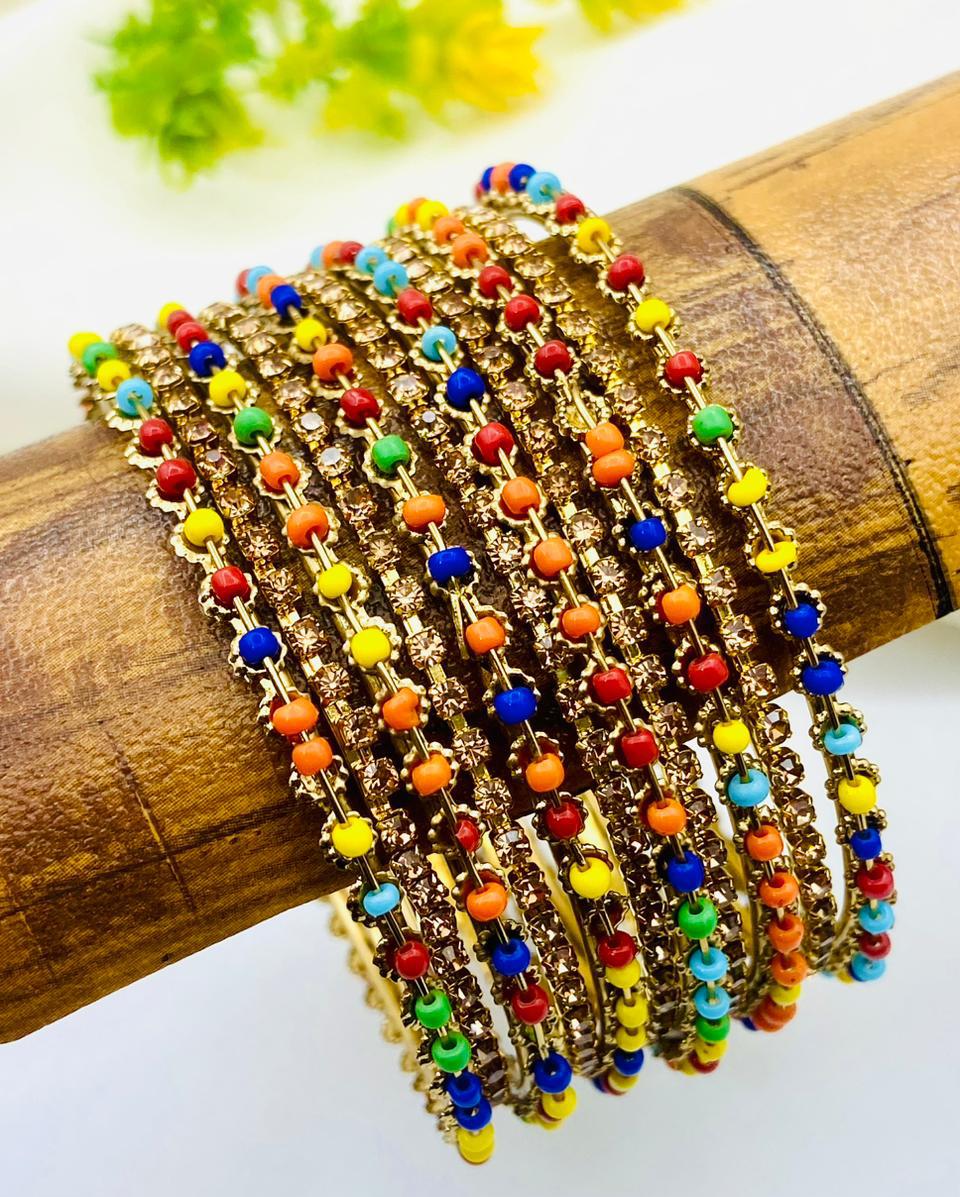 Indian Style Antique Multi Bangles Set for Women – Fancy Traditional Chooriyan Set