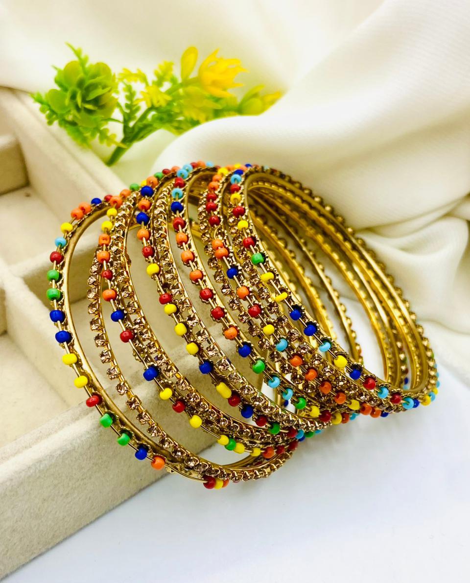 Indian Style Antique Multi Bangles Set for Women – Fancy Traditional Chooriyan Set