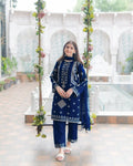 3 Piece Cotton Suit for Women – Sequence Embroidered Shirt with Trouser & Chiffon Dupatta