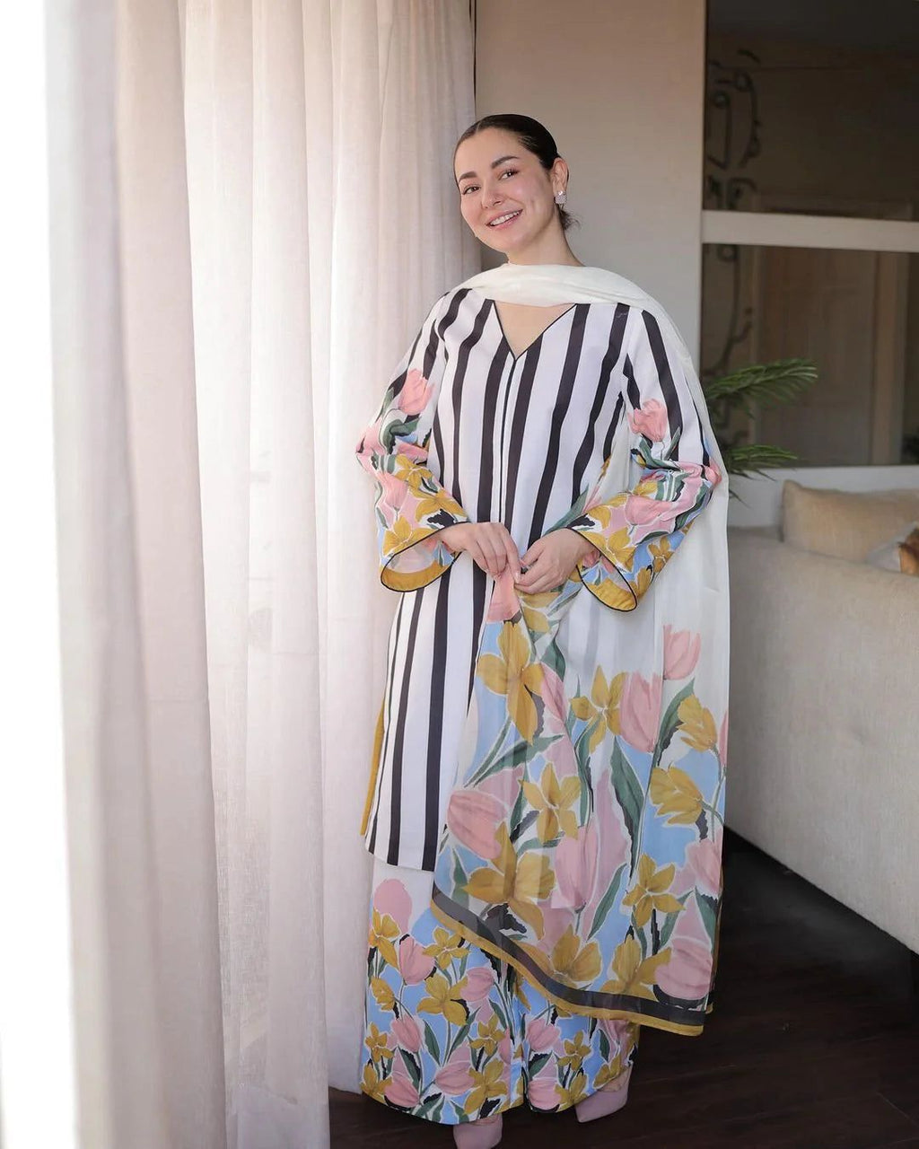 Digital Printed Doria Lawn Suit – Premium Summer Ready Stitched Dress for Women (Flyper Style)