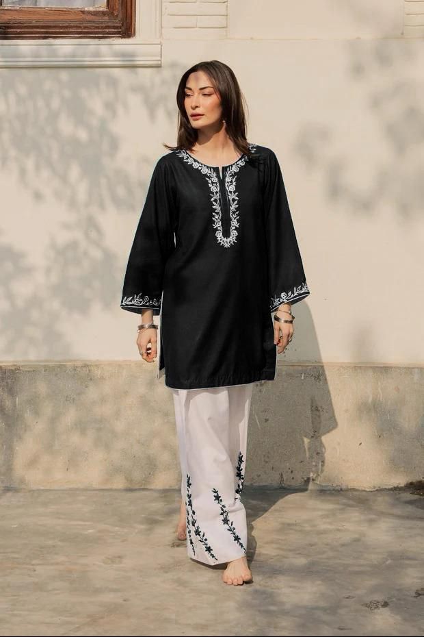 2PC Summer Cotton Dress for Women – Embroidered Shirt with Flapper (Soft Pure Cotton Casual Wear)