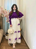 2PC Georgette Maxi Dress Set for Women – V Neck Bow Top with Long Flare Maxi (Elegant Party Wear)