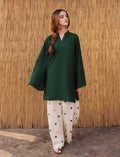 2PC Linen Heart Printed Dress for Women – V Neck Shirt with Flapper (Casual Summer Wear 2026)