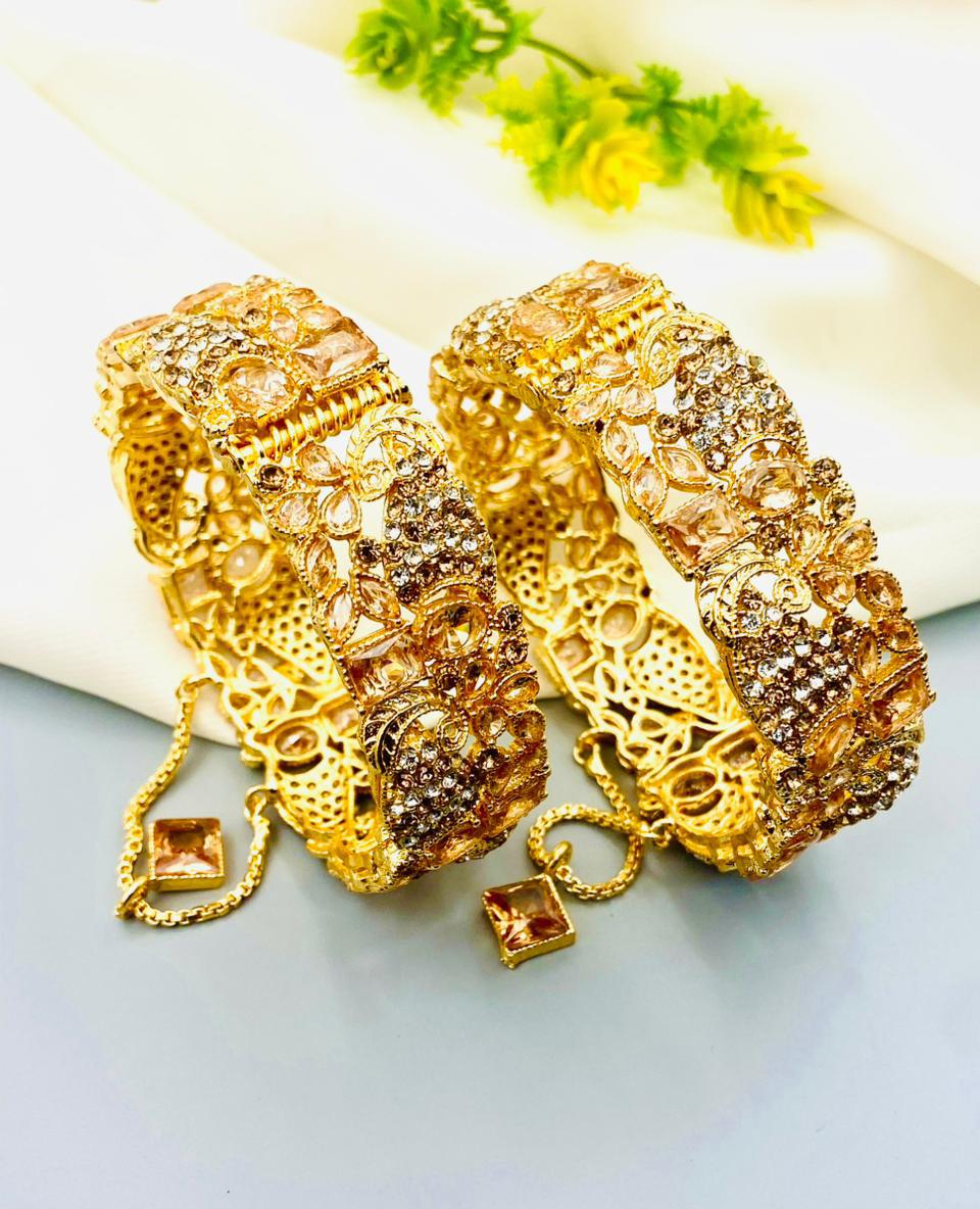 Gold Plated Manjoos Zircon Bangles Set for Women