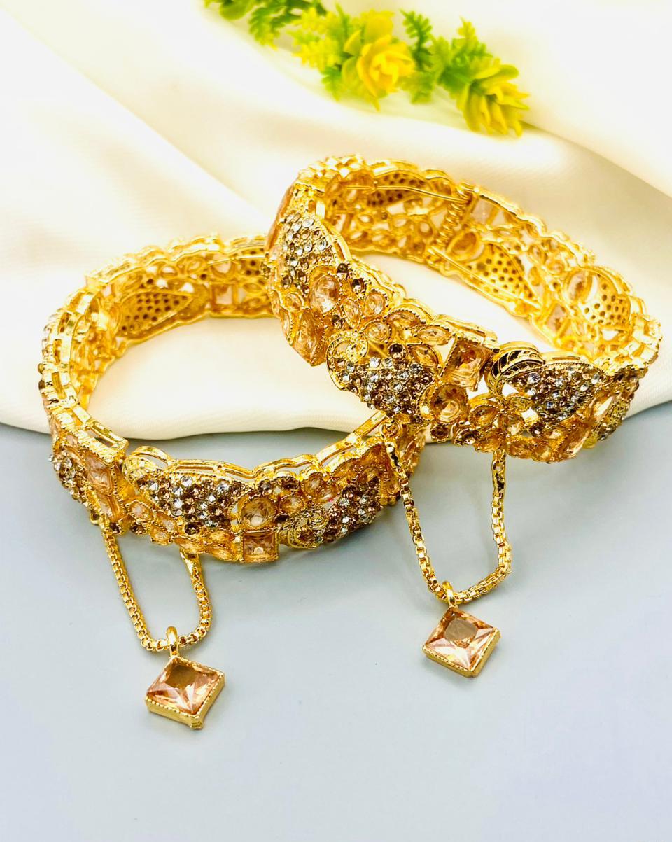 Gold Plated Manjoos Zircon Bangles Set for Women