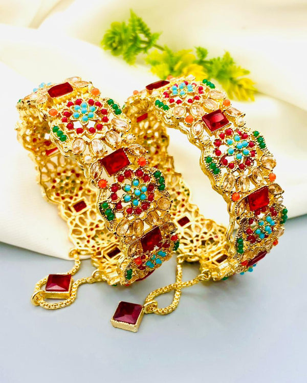 Gold Plated Manjoos Zircon Bangles Set for Women