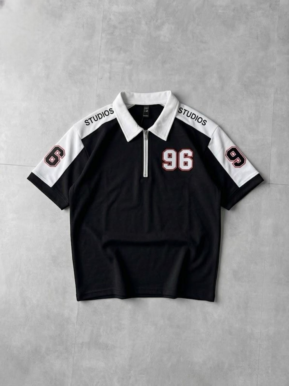 96 Front back  Embosed Printed  Zip Polo