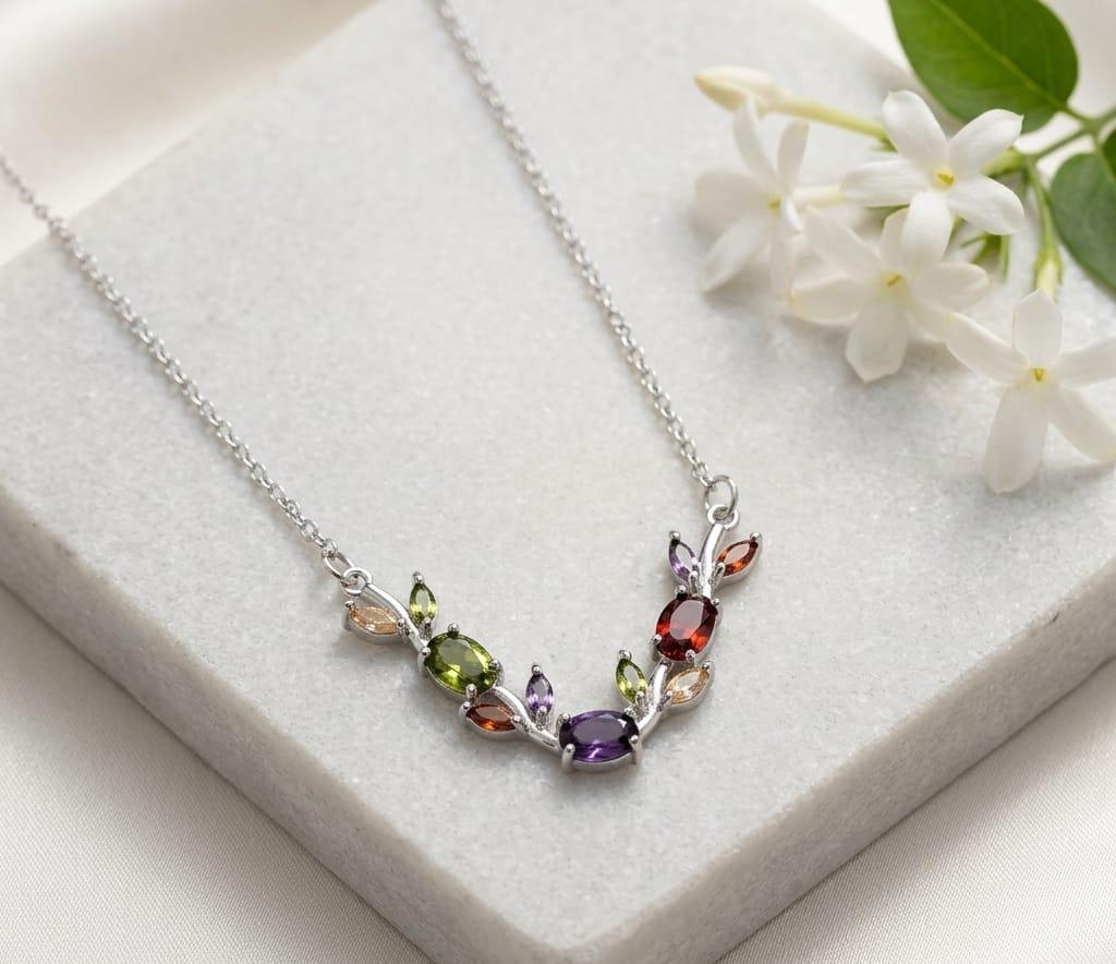 Tulip Necklace – Elegant Gemstone Pendant for Girls & Women | Comes in Beautiful Gift Box