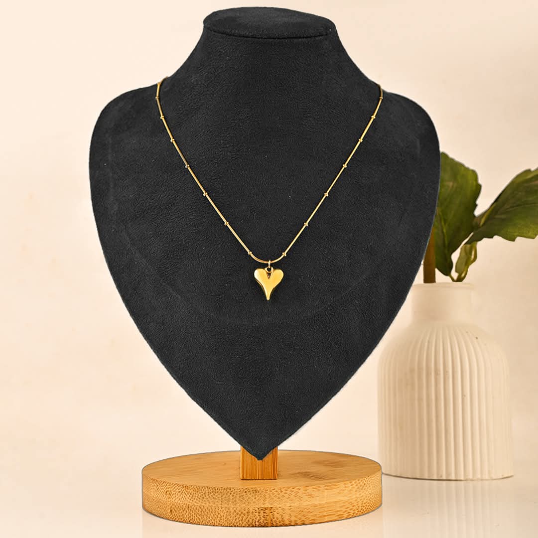 Gold Heart Stainless Steel Pendant Necklace for Women
