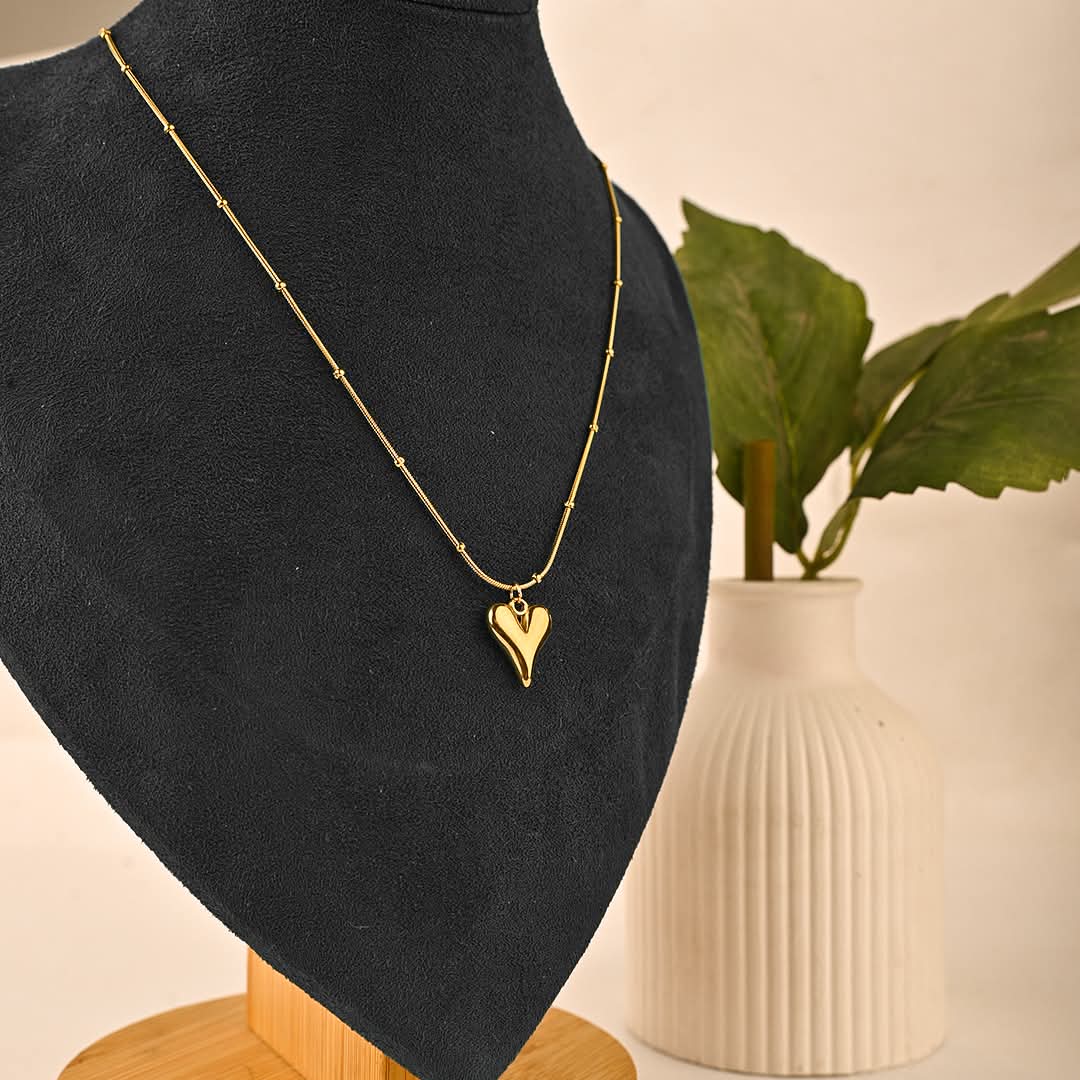 Gold Heart Stainless Steel Pendant Necklace for Women