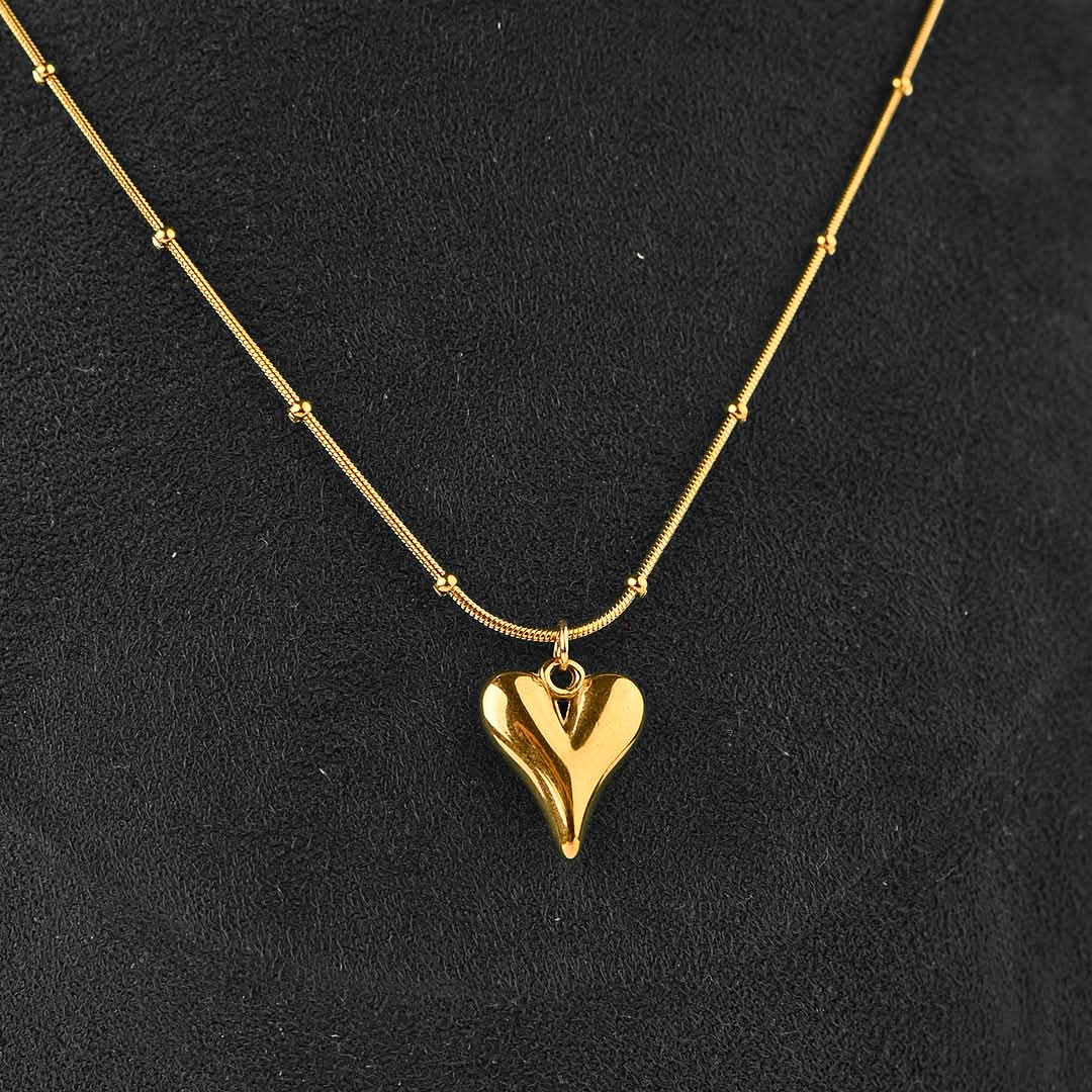 Gold Heart Stainless Steel Pendant Necklace for Women