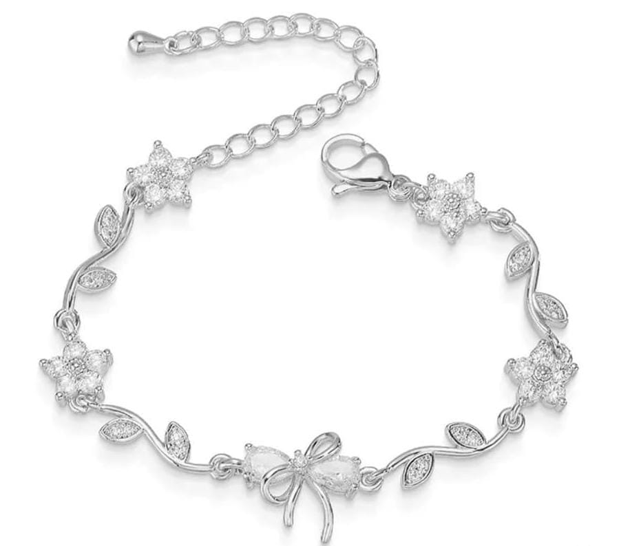 Gold Plated Zircon Bow Bracelet for Women