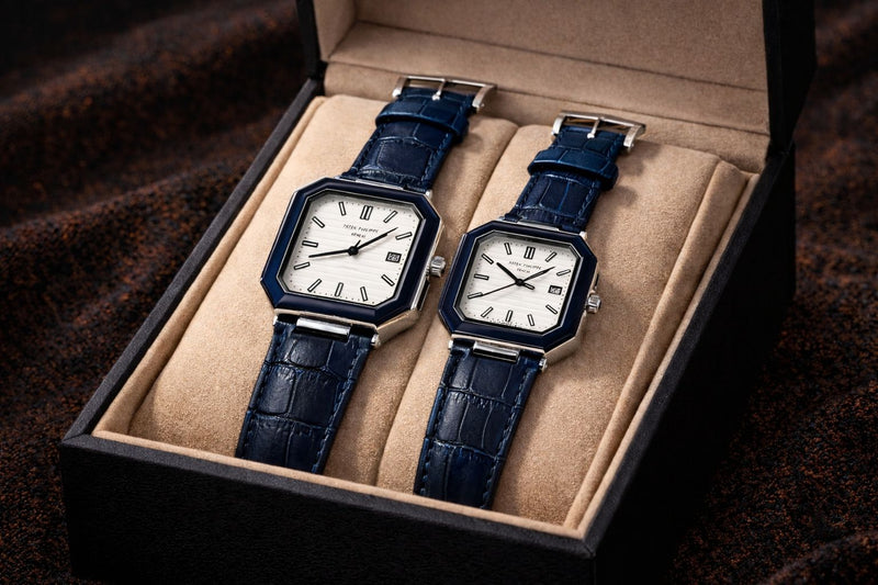 Geneve Couple Watch with Date – Premium Leather Strap Watches