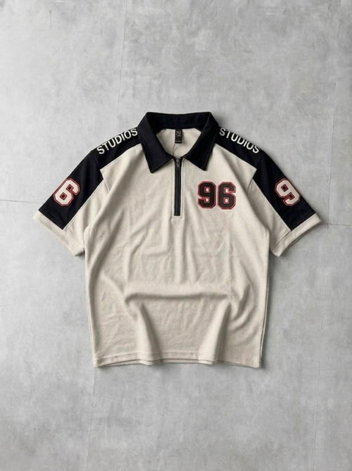 96 Front back  Embosed Printed  Zip Polo